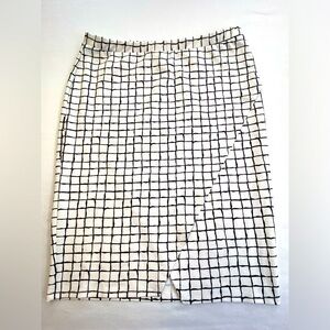 NEW Jules & Leopold Pencil Skirt Faux Wrap Black & White Ponte Knit Print Large